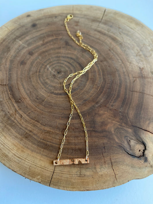 Maple + Clear Bar Necklace