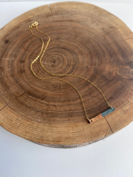 Evergreen Bar Necklace on Cable Chain