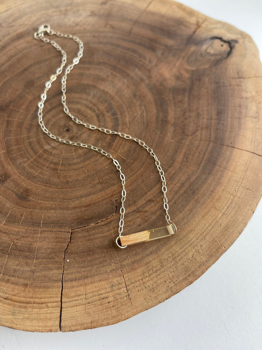Clear + Maple Bar Necklace