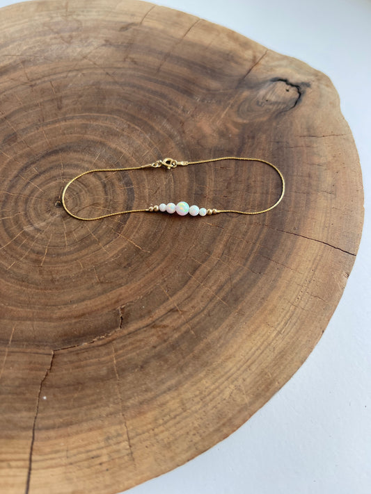 White Opal Bead Bracelet
